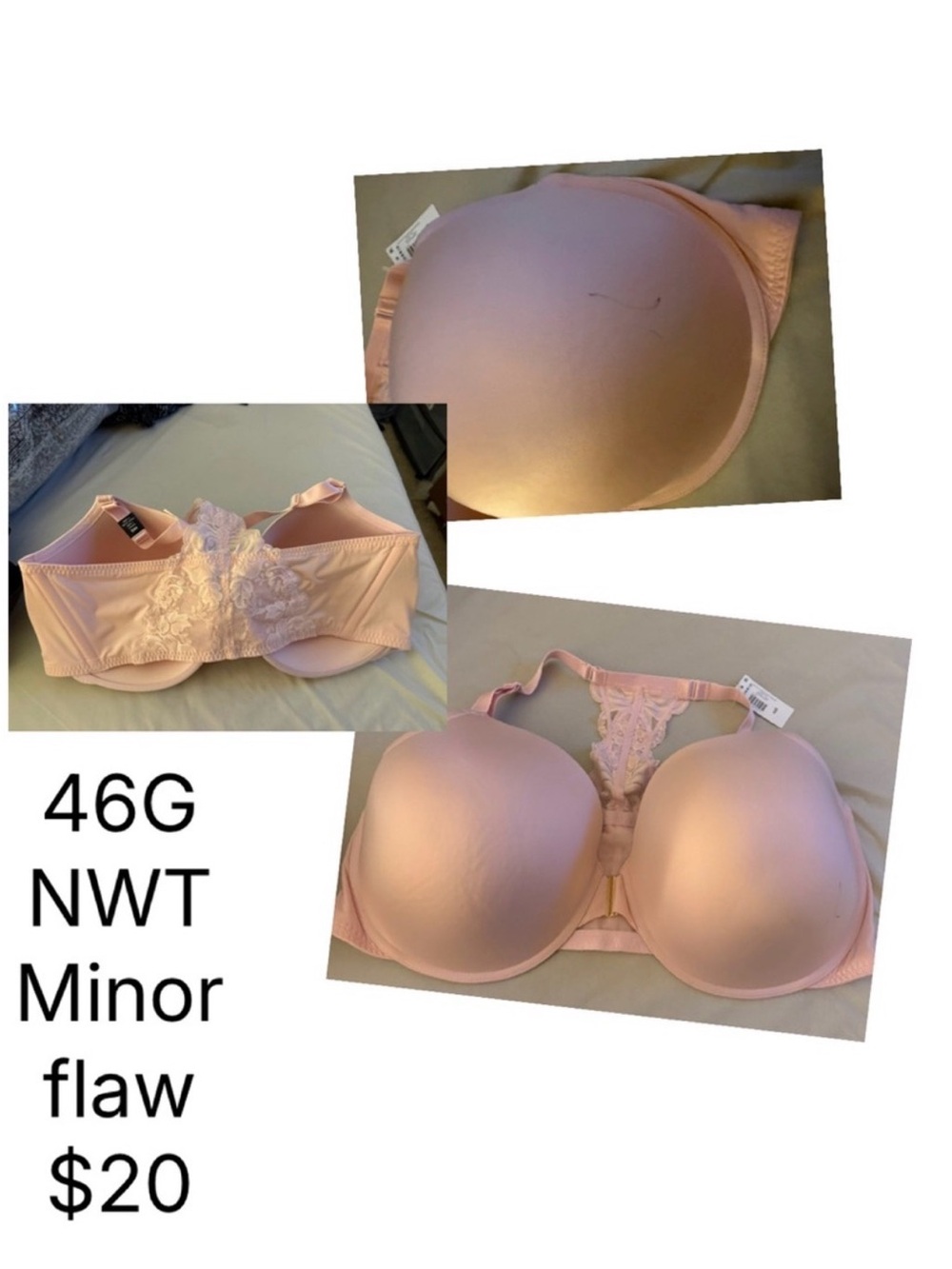 Torrid Pink Lace-Back Full Coverage Bra - 46G